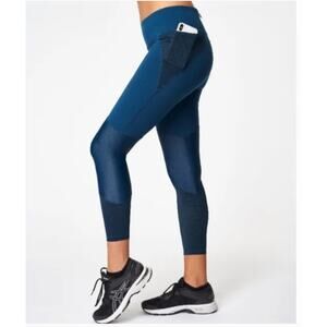 Sweaty Betty Leggings Womens Size XL Women's Power 7/8 Beetle Blue Gym Sculpting
